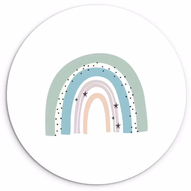 Muurcirkel - Regenboog - Kinderen - Sterren - Stippen - Pastel — 1
