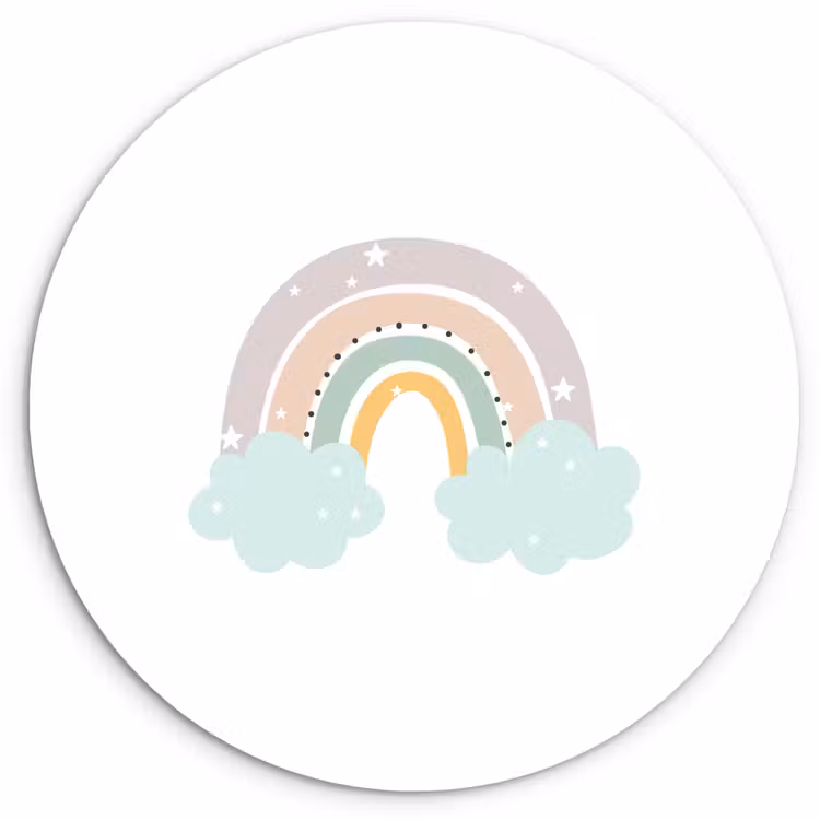 Muurcirkel - Regenboog - Sterren - Stippen - Wolken - Kinderen — 1