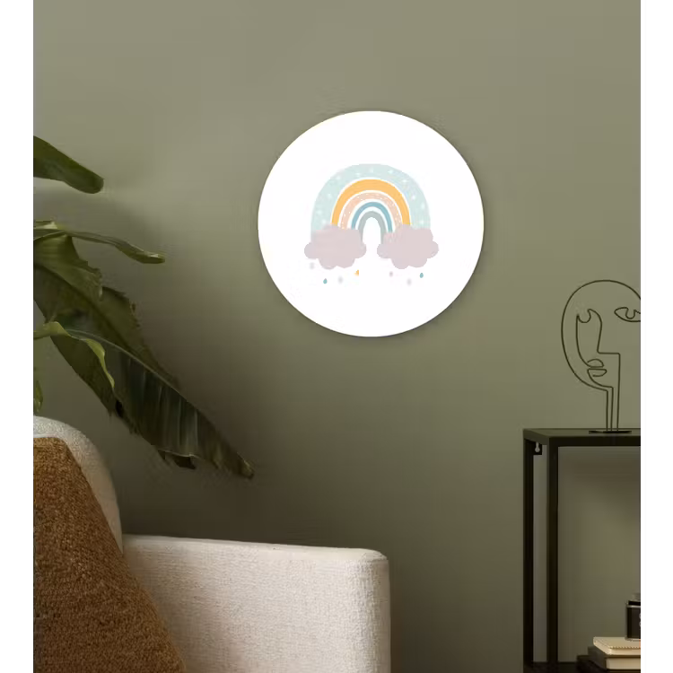 Muurcirkel - Regenboog - Wolken - Regen - Kinderen - Pastel — 3