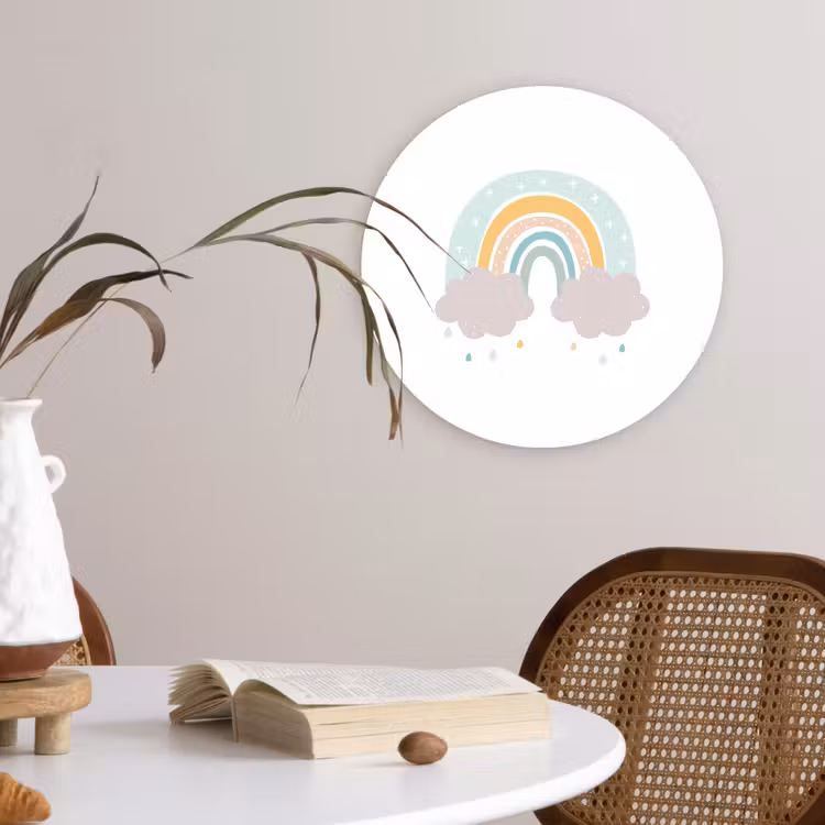 Muurcirkel - Regenboog - Wolken - Regen - Kinderen - Pastel — 4