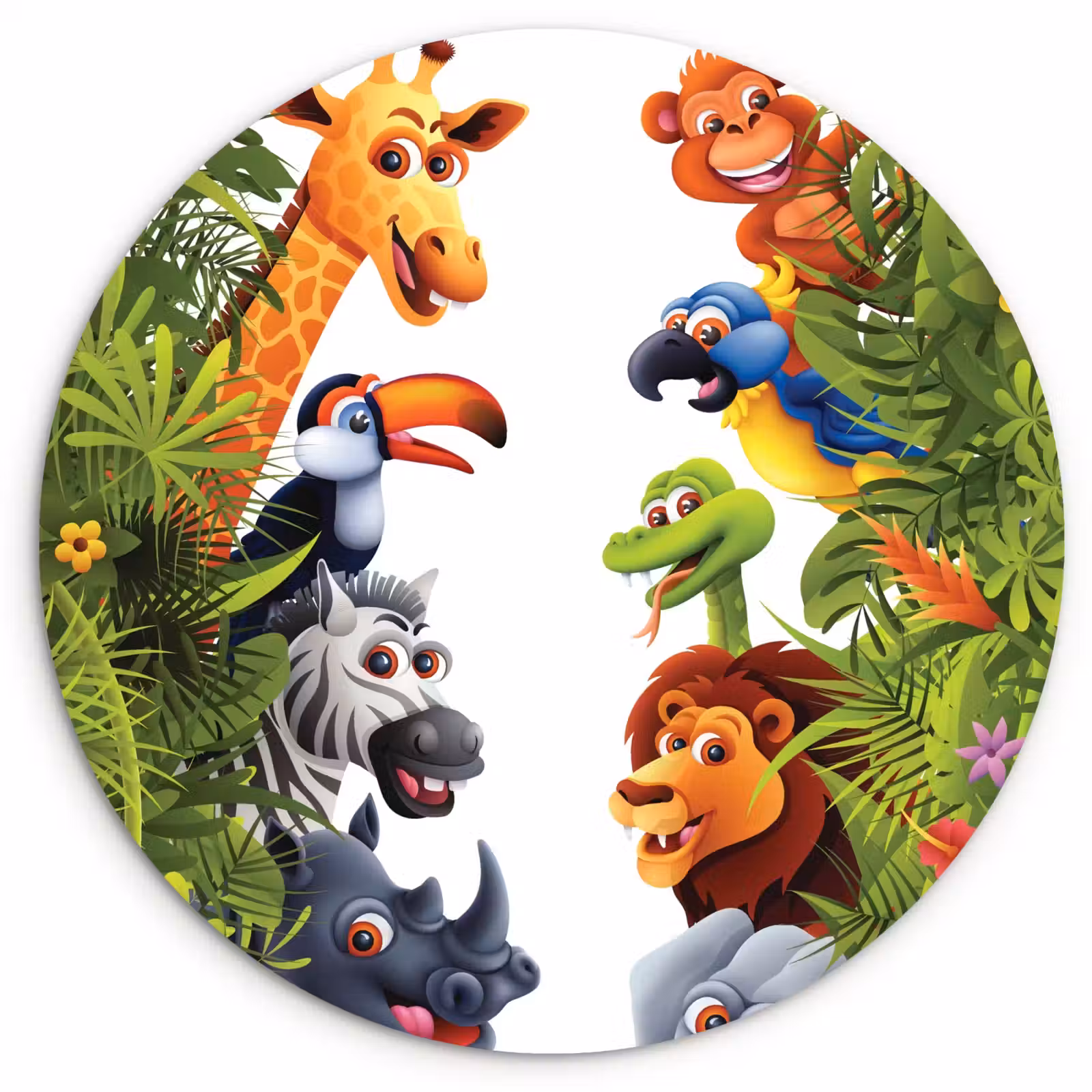 Muurcirkel - Jungle - Dieren - Jongens - Meisjes - Giraf - Olifant - Kids — 1