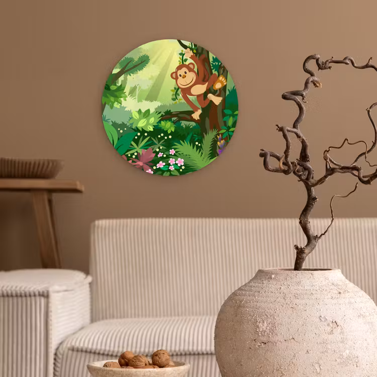 Muurcirkel - Aap - Jungle - Jongens - Meisjes - Bloemen - Kids — 2