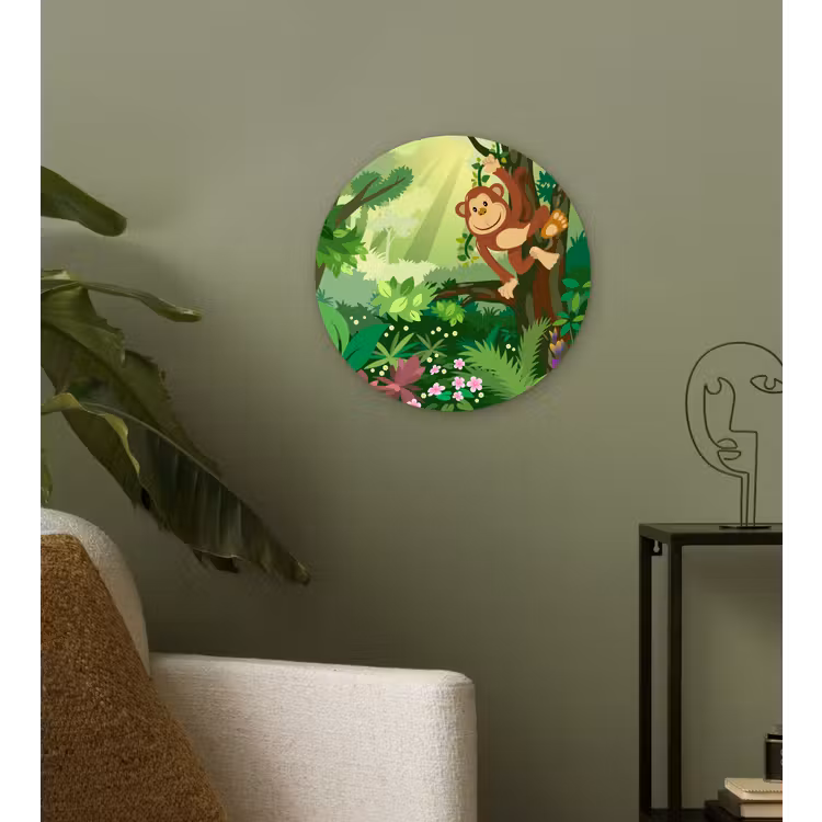 Muurcirkel - Aap - Jungle - Jongens - Meisjes - Bloemen - Kids — 3