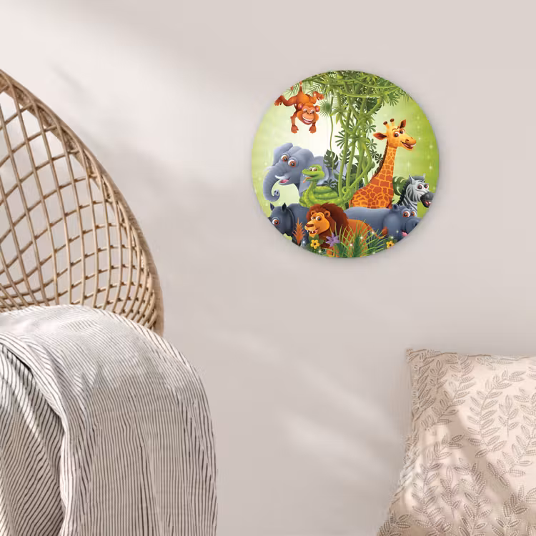 Muurcirkel - Jungle dieren - Planten - Kinderen - Olifant - Giraf - Leeuw — 5