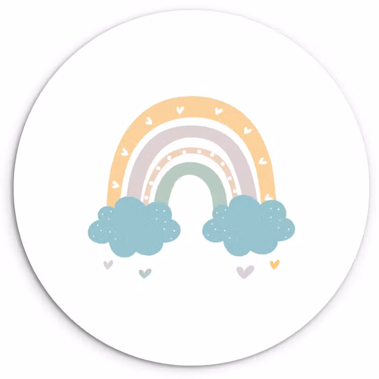 Muurcirkel - Regenboog - Hartjes - Wolken - Stippen - Pastel - Kinderen — 1