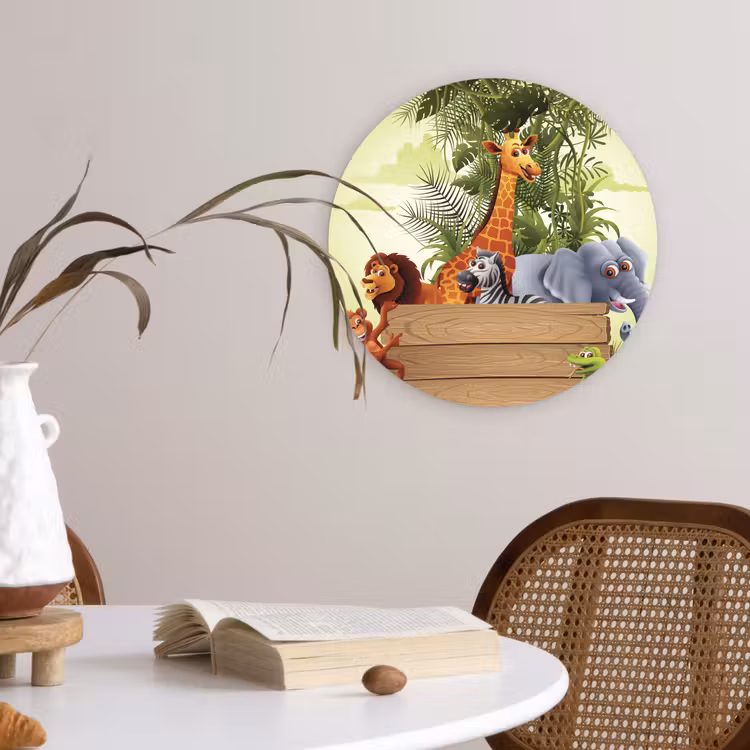 Muurcirkel - Jungle dieren - Natuur - Planken - Kinderen - Giraffe — 4