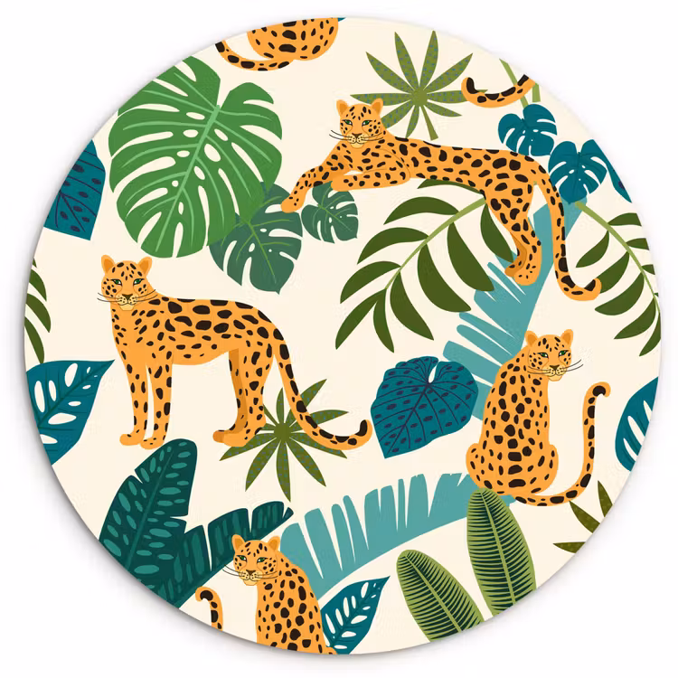 Muurcirkel - Jungle - Luipaard - Planten - Patroon - Meiden - Jongens — 1