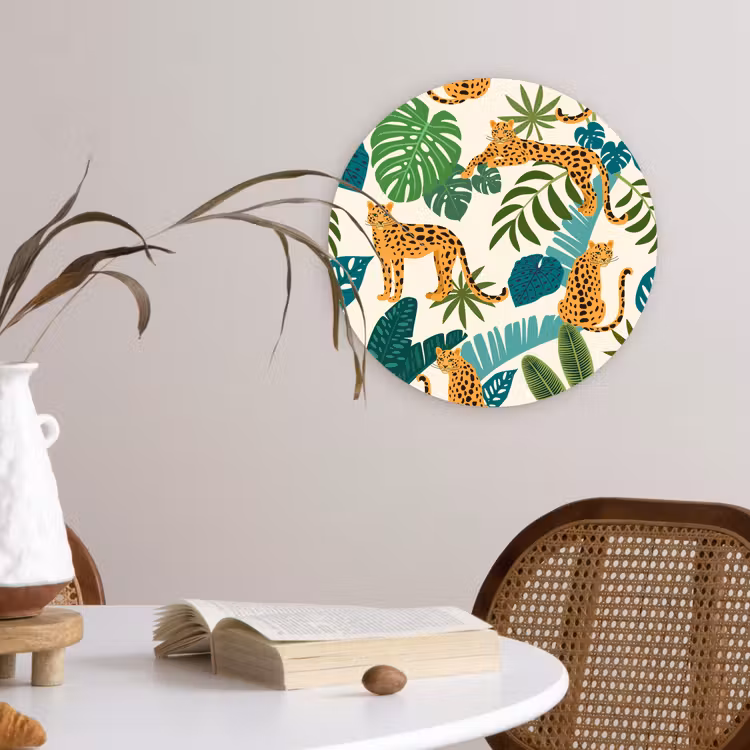 Muurcirkel - Jungle - Luipaard - Planten - Patroon - Meiden - Jongens — 4