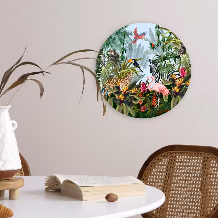 Muurcirkel - Jungle - Natuur - Jongens - Meisjes - Kinderen - Zebra - Flamingo — 4