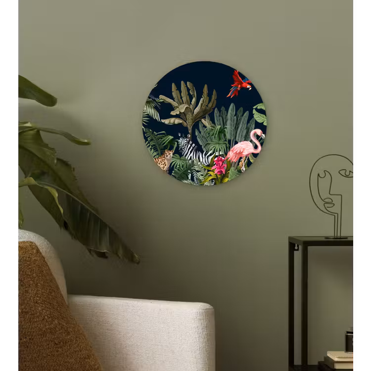 Muurcirkel - Jungle - Planten - Dieren - Kinderen - Flamingo - Zebra — 3