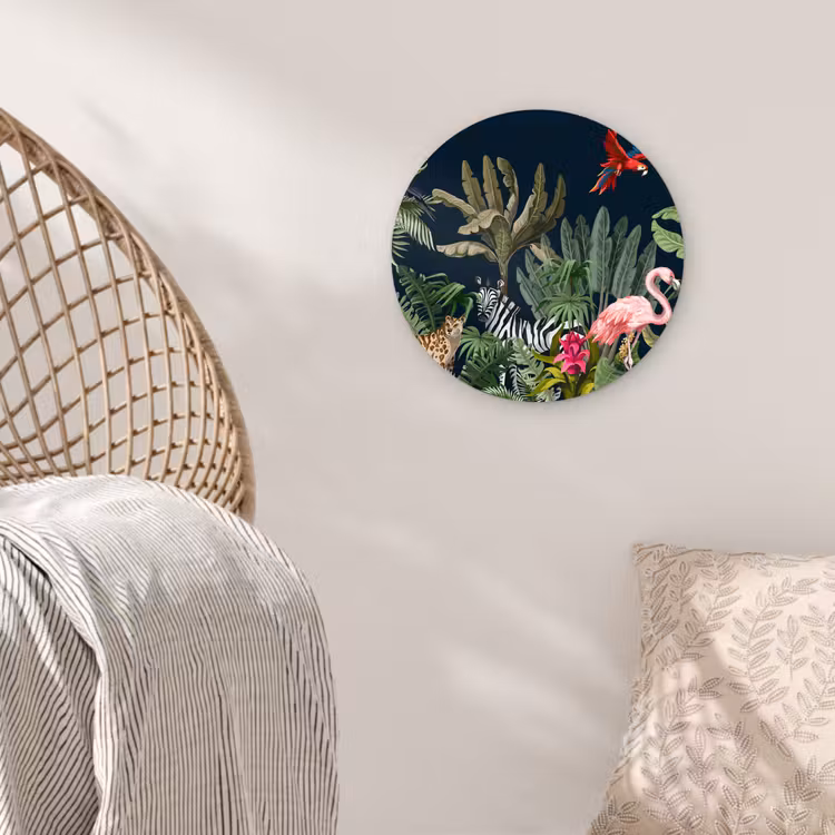 Muurcirkel - Jungle - Planten - Dieren - Kinderen - Flamingo - Zebra — 5
