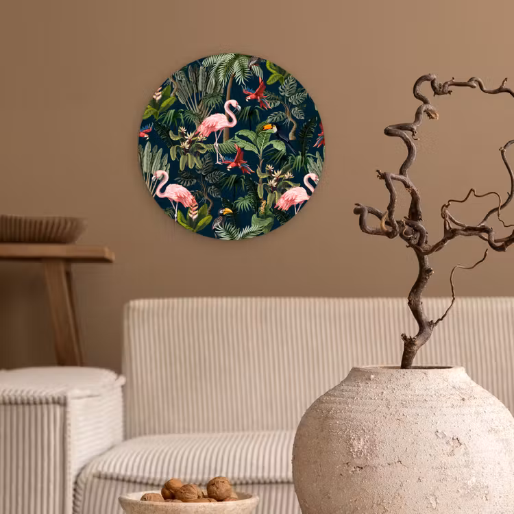 Muurcirkel - Jungledieren - Patroon - Kinderen - Flamingo - Papegaai - Kids — 2