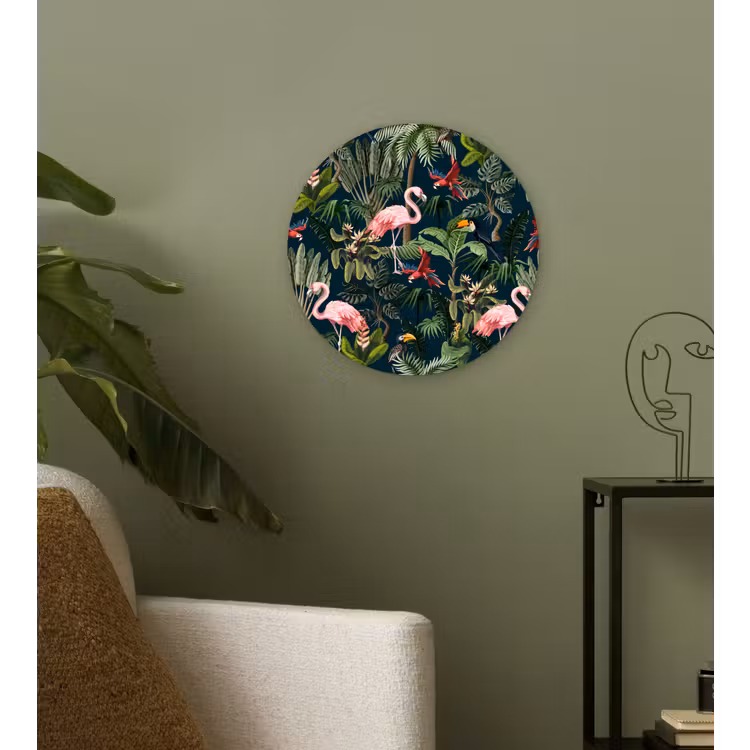 Muurcirkel - Jungledieren - Patroon - Kinderen - Flamingo - Papegaai - Kids — 3