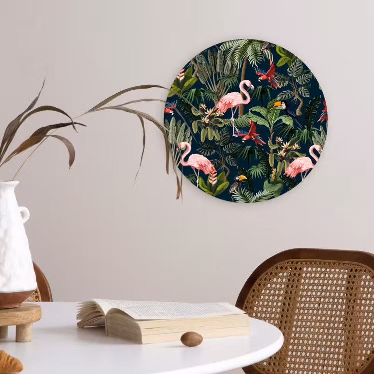 Muurcirkel - Jungledieren - Patroon - Kinderen - Flamingo - Papegaai - Kids — 4
