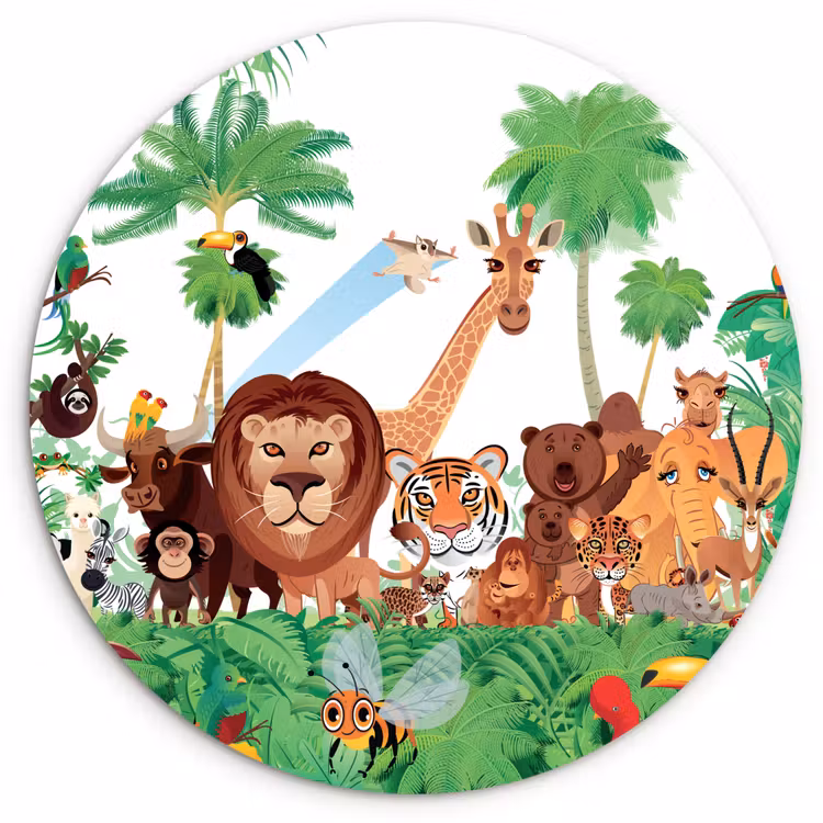 Muurcirkel - Wilde dieren - Jungle - Leeuw - Tijger - Meisjes - Kids - Jongens — 1