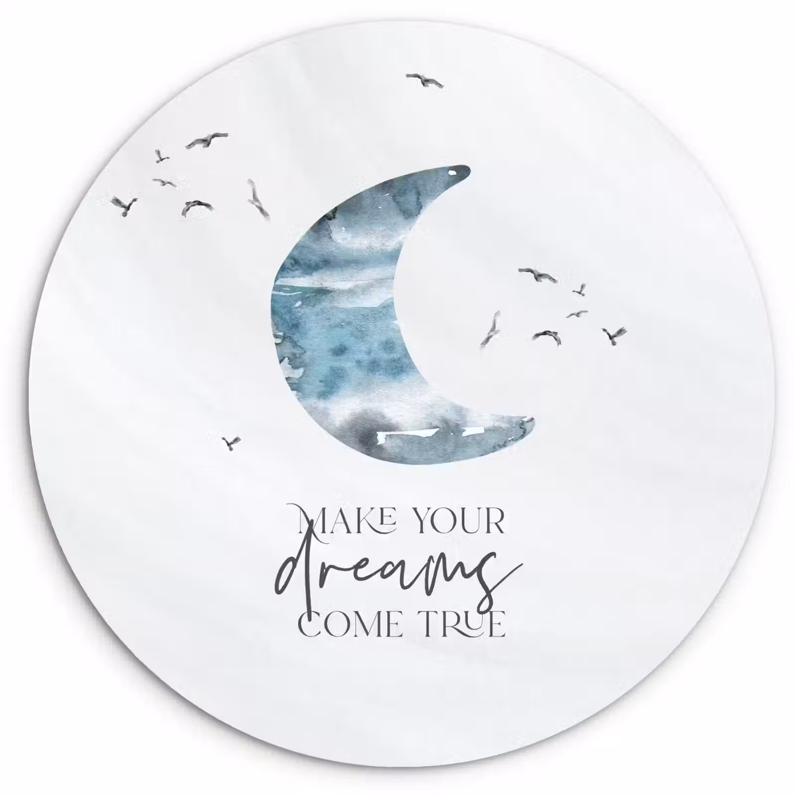 Muurcirkel - Kinderen - Make your dreams come true - Spreuken - Jongens - Blauw - Waterverf — 1