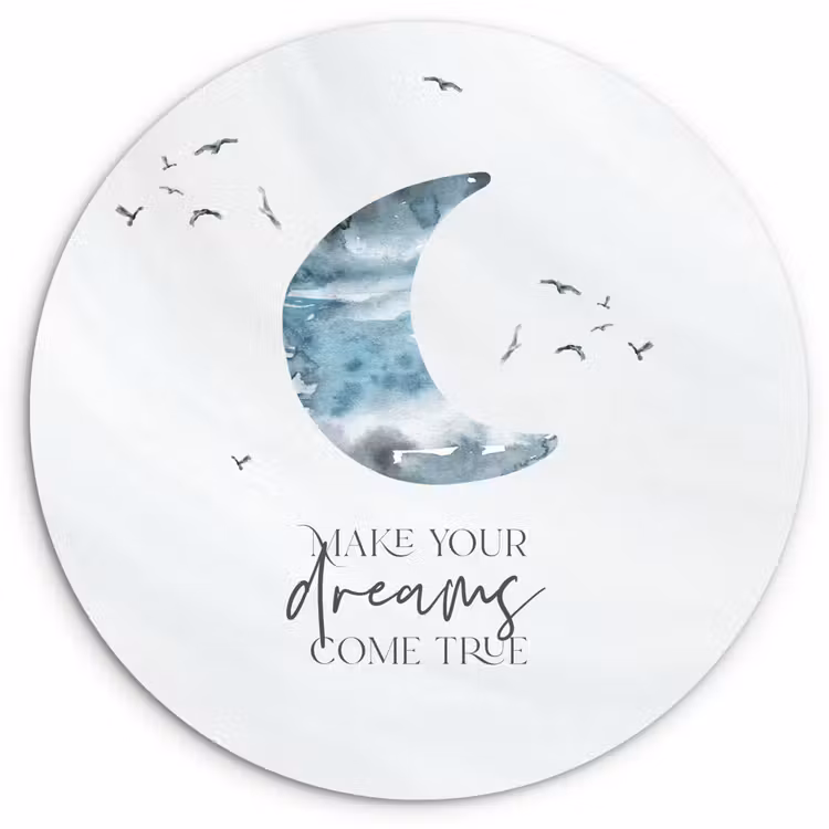Muurcirkel - Kinderen - Make your dreams come true - Spreuken - Jongens - Blauw - Waterverf — 1