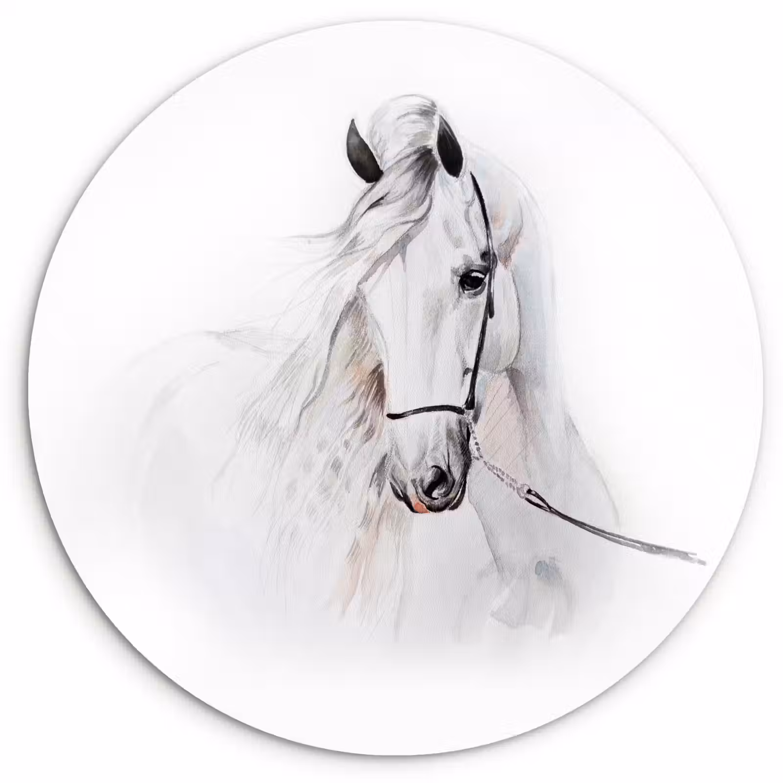 Muurcirkel - Paard - Waterverf - Dieren - Wit — 1