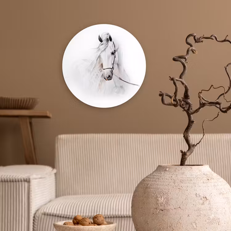 Muurcirkel - Paard - Waterverf - Dieren - Wit — 2