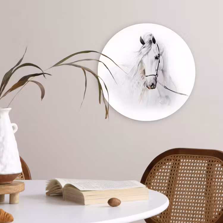 Muurcirkel - Paard - Waterverf - Dieren - Wit — 4