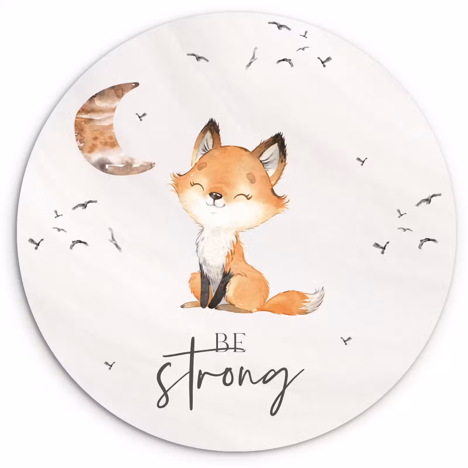 Muurcirkel - Quotes - Waterverf - Be strong - Kinderen - Vos - Dieren — 1