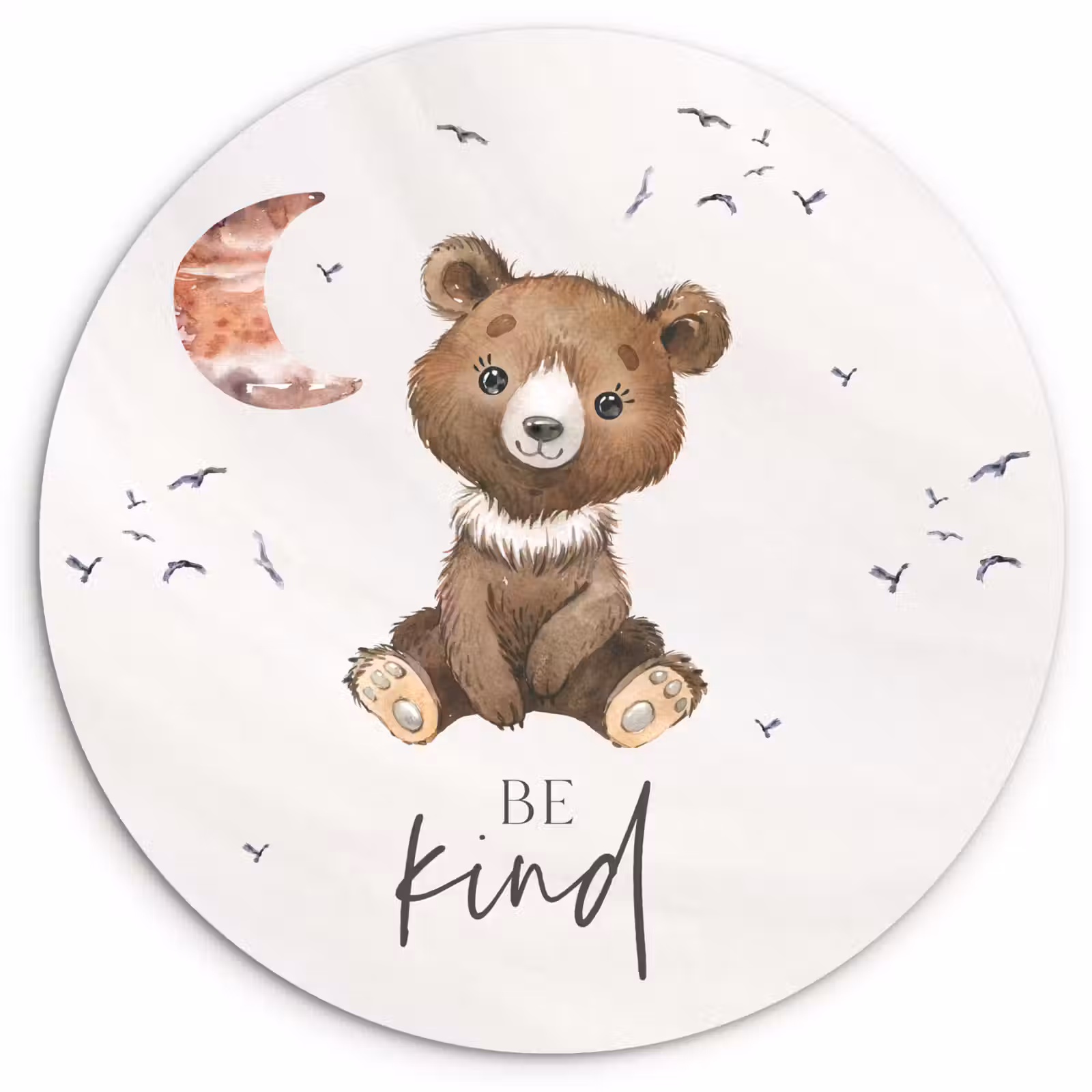 Muurcirkel - Spreuken - Be kind - Kinderen - Teddybeer - Waterverf — 1