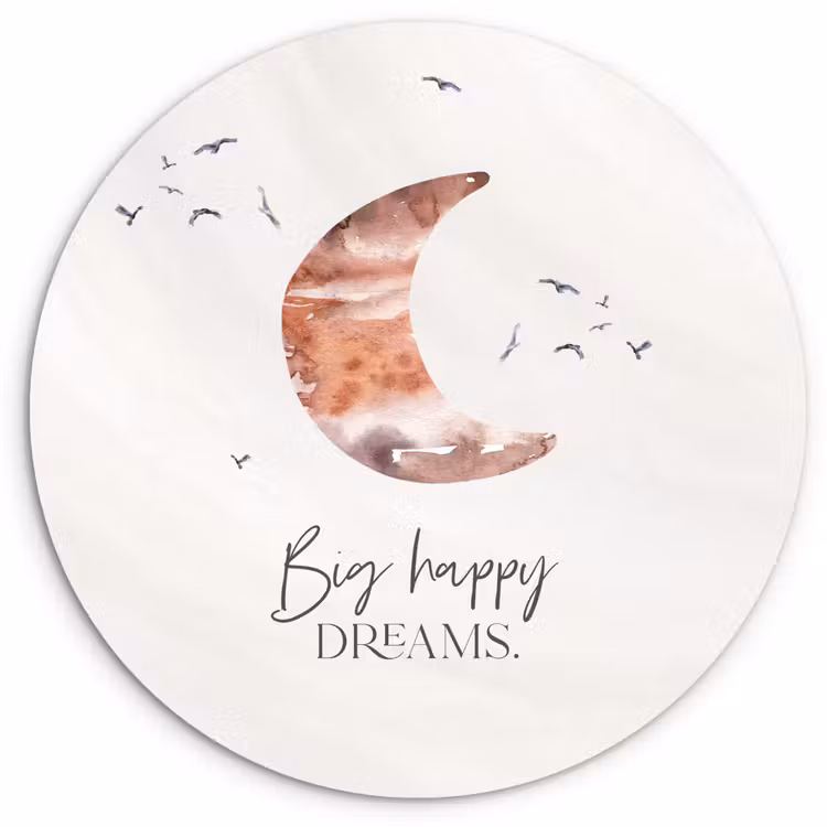 Muurcirkel - Kinderen - Spreuken - Big happy dreams - Jongens - Meisjes - Waterverf — 1