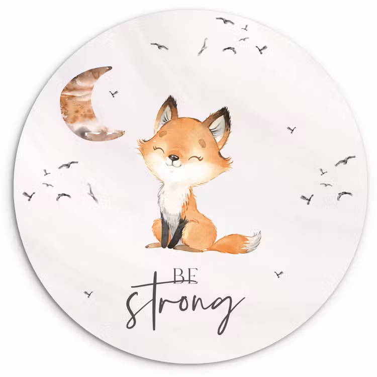 Muurcirkel - Quotes - Waterverf - Be strong - Kinderen - Vos - Dieren — 1