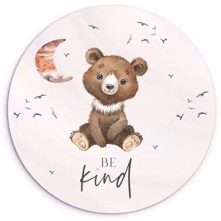 Muurcirkel - Spreuken - Be kind - Kinderen - Teddybeer - Waterverf — 1