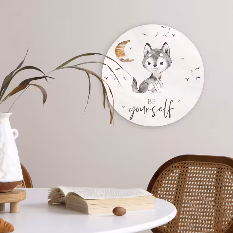 Muurcirkel - Spreuken - Wolf - Be yourself - Kinderen - Jongens - Meisjes - Waterverf — 4
