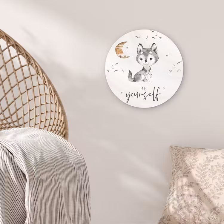 Muurcirkel - Spreuken - Wolf - Be yourself - Kinderen - Jongens - Meisjes - Waterverf — 5