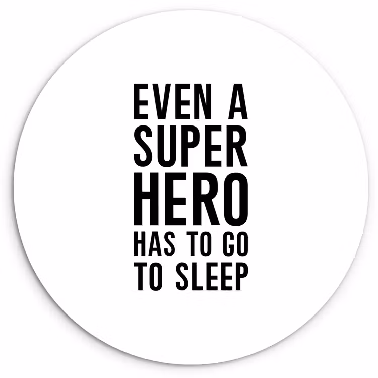 Muurcirkel - Quotes - Jongens - Even a super hero has to to go sleep - Spreuken - Kinderen — 1