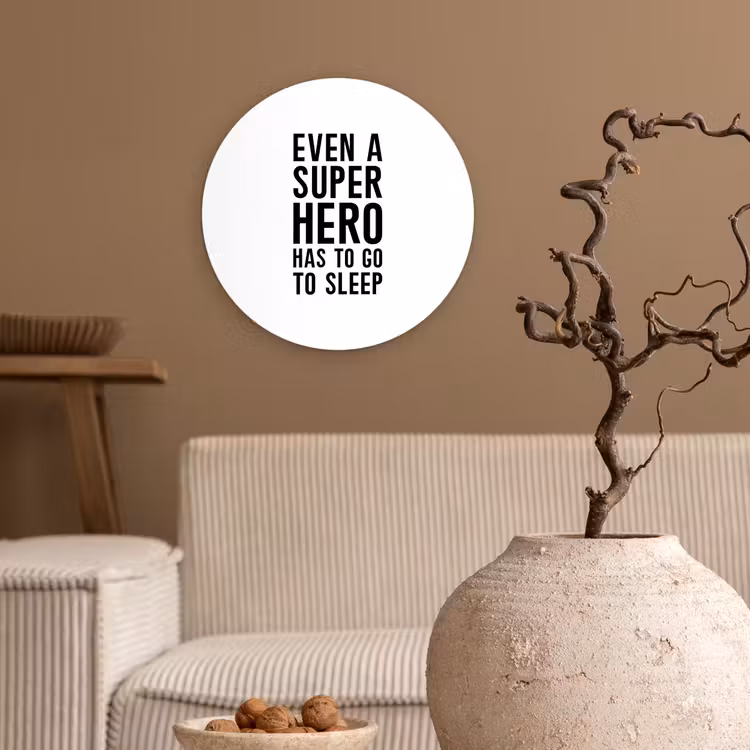Muurcirkel - Quotes - Jongens - Even a super hero has to to go sleep - Spreuken - Kinderen — 2