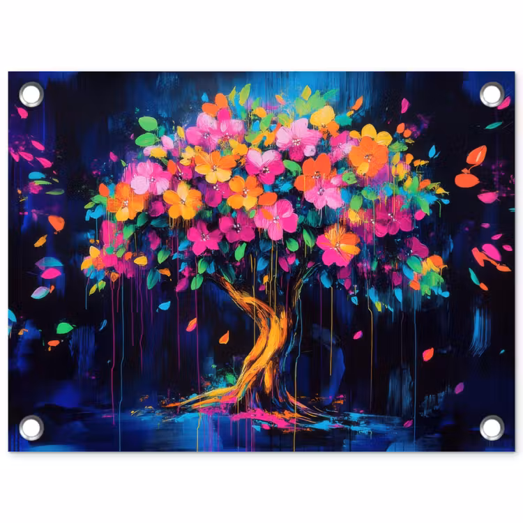 Tuinposter - Boom - Bloemen - Magisch - Gekleurde — 1