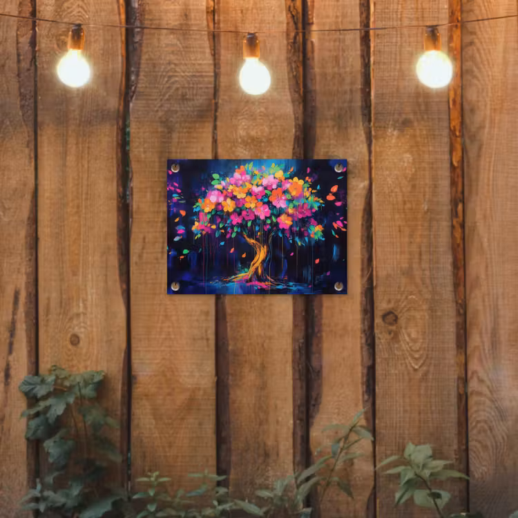 Tuinposter - Boom - Bloemen - Magisch - Gekleurde — 2