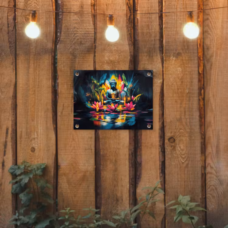 Tuinposter - Kaarsen - Bloemen - Buddha - Water — 2