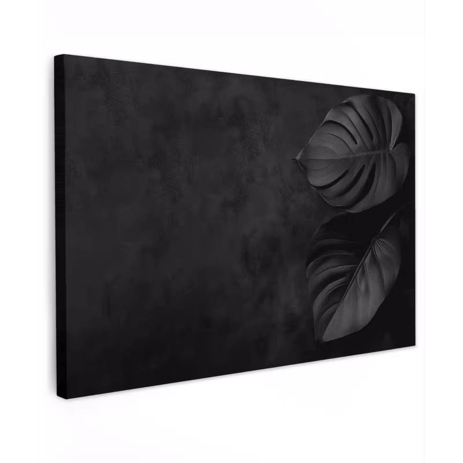 Canvas schilderij - Zwart - Blad - Monstera — 1