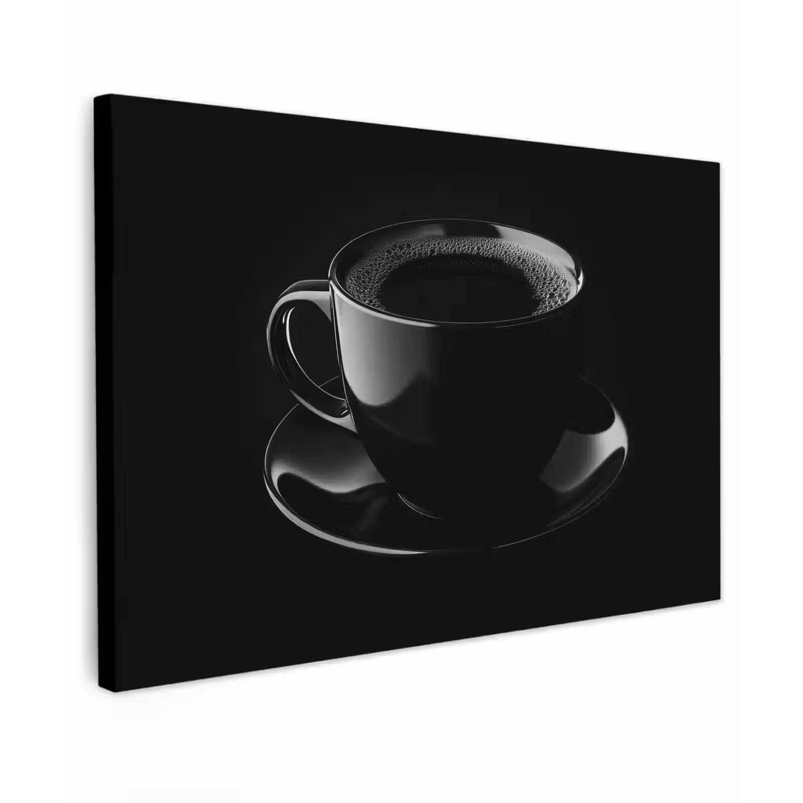 Canvas schilderij - Zwart - Koffie - Kopje — 1