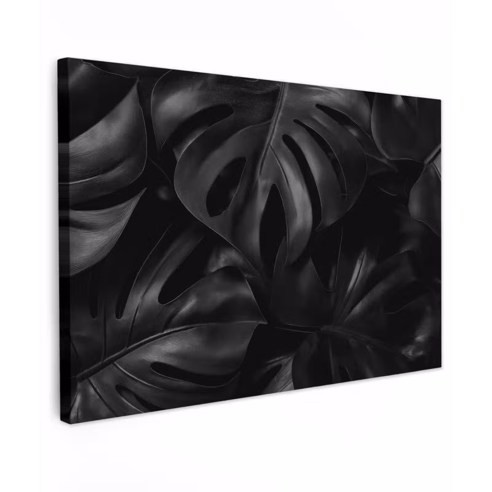 Canvas schilderij - Zwart - Monstera - Bladeren — 1