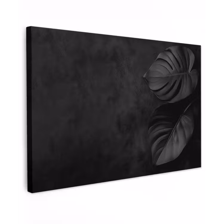 Canvas schilderij - Zwart - Blad - Monstera — 1