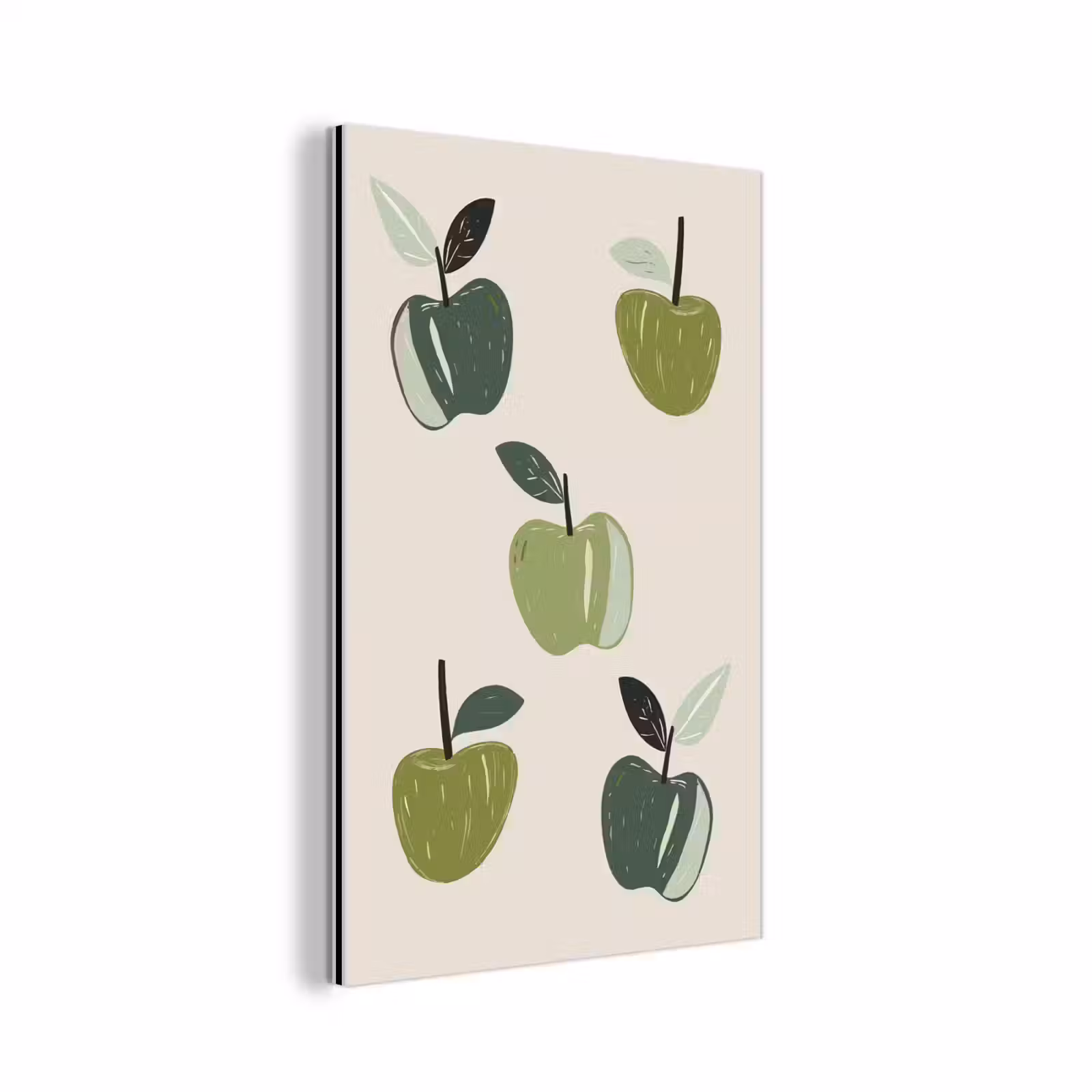 Aluminium schilderij - Appels - Groen - Illustratie - Bladeren — 1