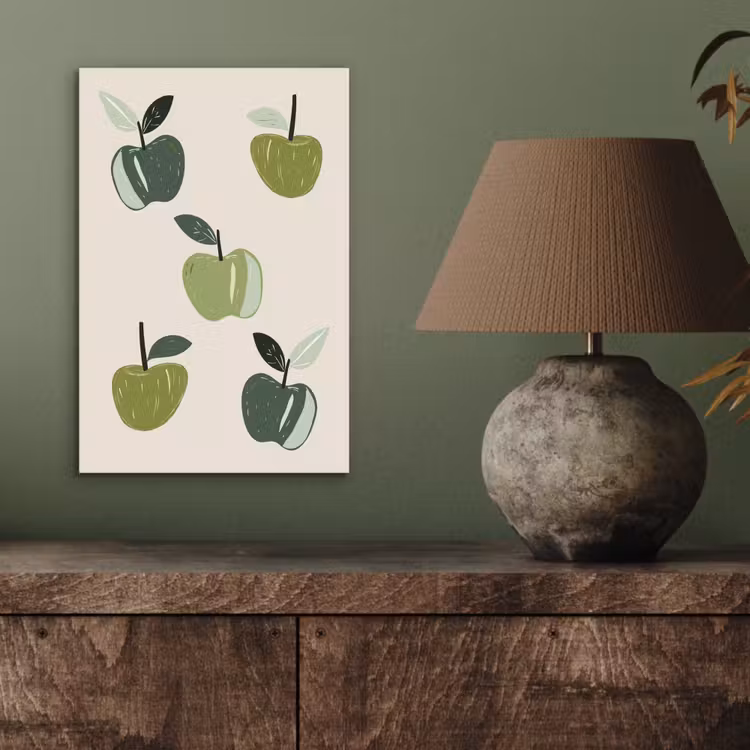Aluminium schilderij - Appels - Groen - Illustratie - Bladeren — 3