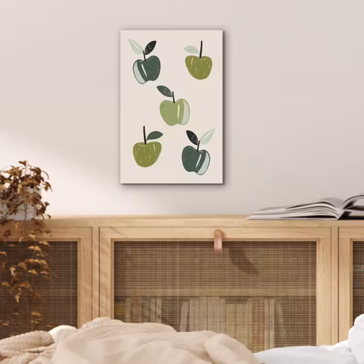 Aluminium schilderij - Appels - Groen - Illustratie - Bladeren — 4