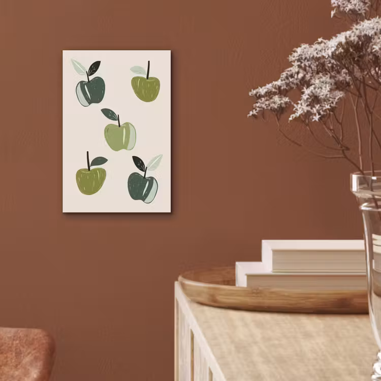 Aluminium schilderij - Appels - Groen - Illustratie - Bladeren — 5