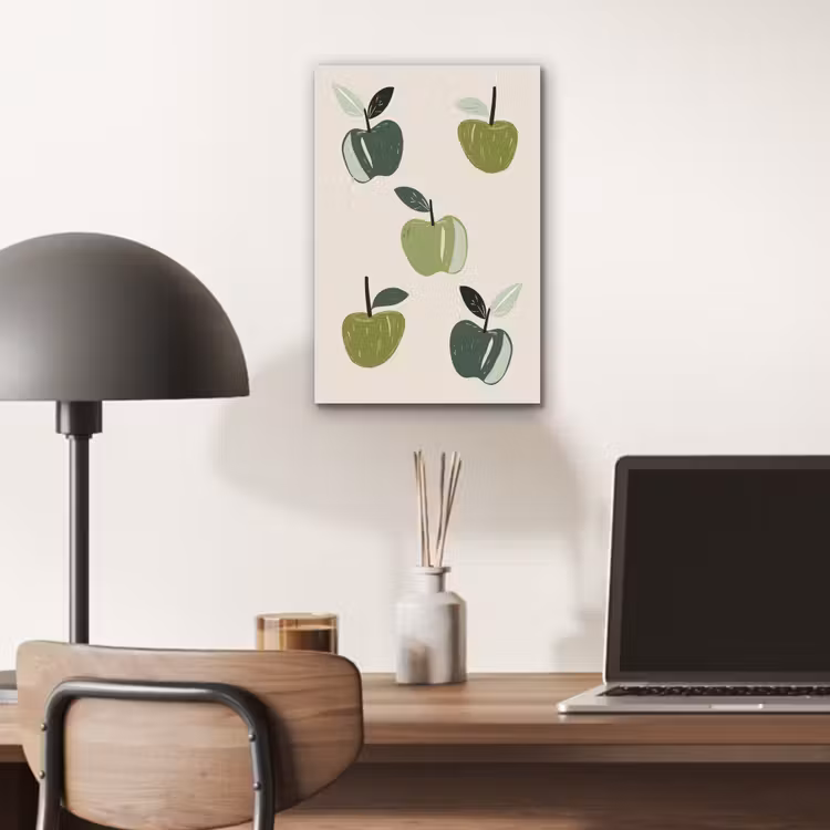 Aluminium schilderij - Appels - Groen - Illustratie - Bladeren — 6