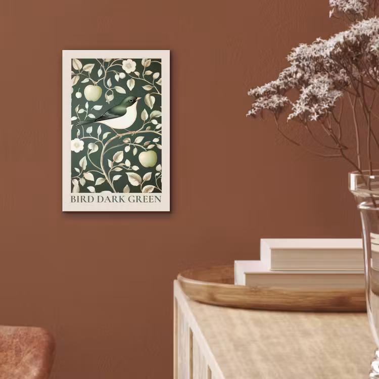 Aluminium schilderij - Groen - Vogel - Bloemen — 5