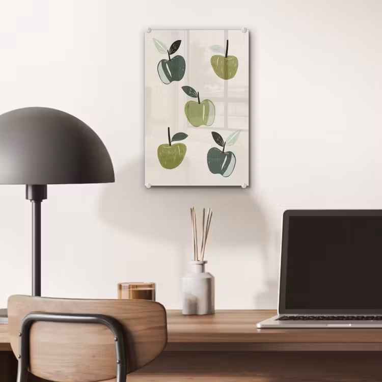Glas schilderij - Appels - Groen - Illustratie - Bladeren — 7