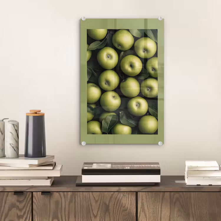 Glas schilderij - Appels - Groen - bladeren — 2