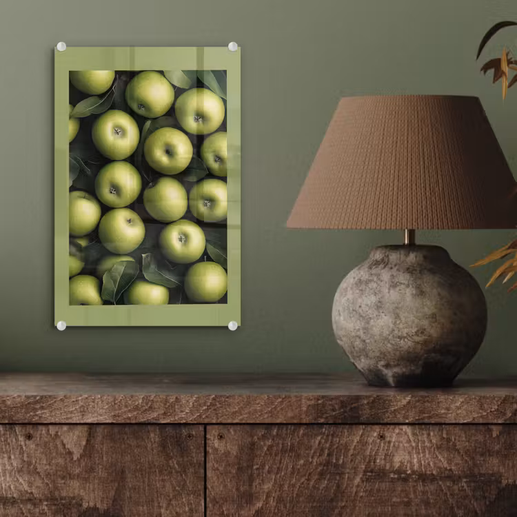 Glas schilderij - Appels - Groen - bladeren — 4