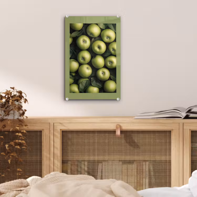 Glas schilderij - Appels - Groen - bladeren — 5